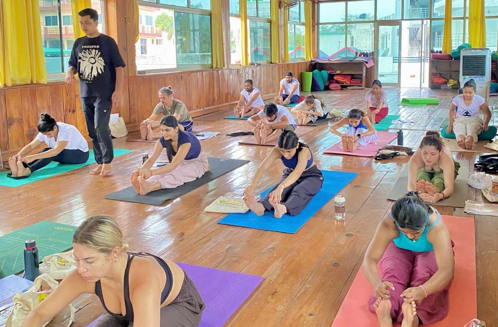 200 Hour Yoga Teacher Training Students Practicing Yoga Pose