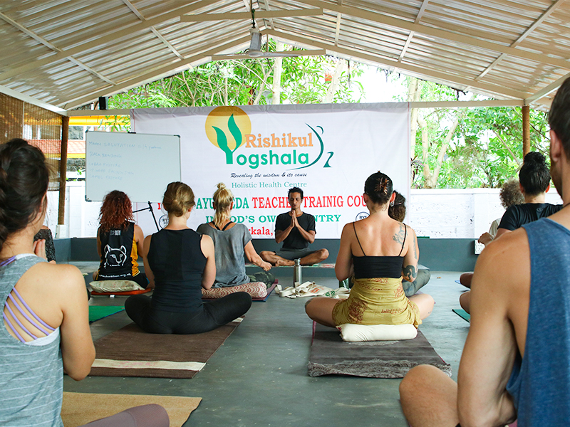 Student practicing Yoga in Rishikul Yogshala