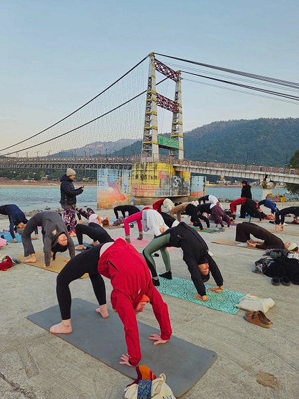 Student Performing Bridge Pose at Rishikul Yogshala Rishikesh