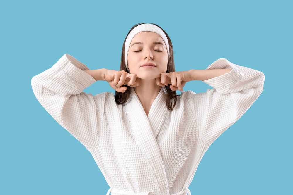 Women Doing Traditional Facial Yoga Women Doing Traditional Facial Yoga