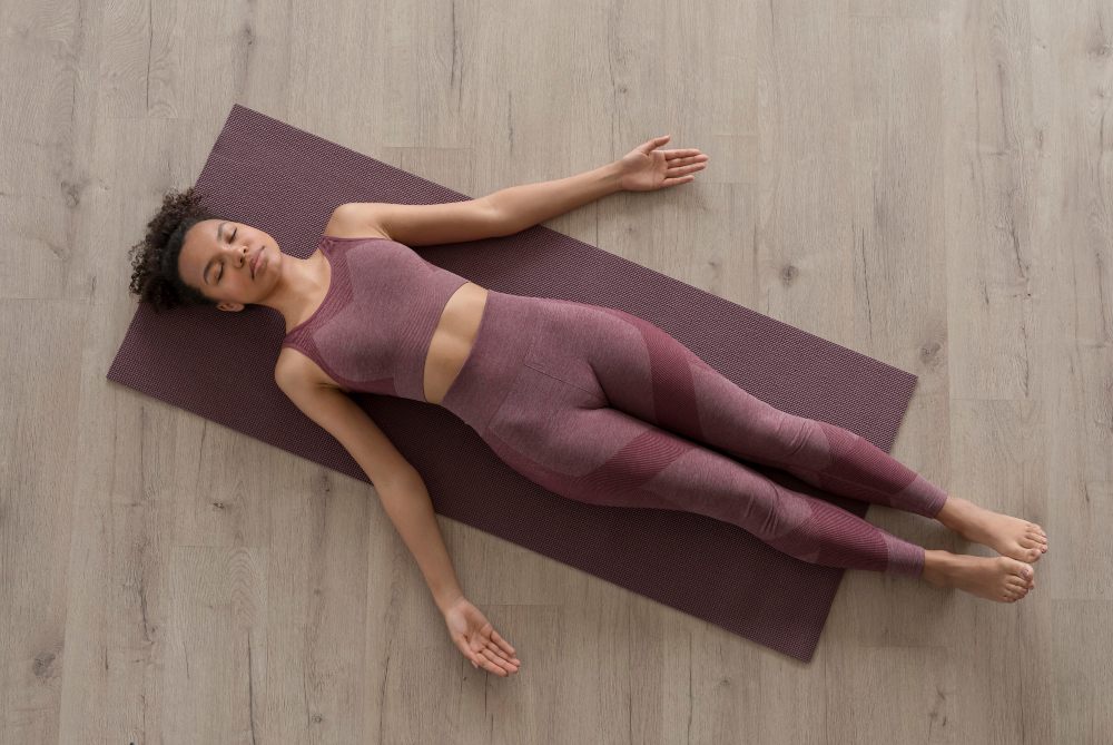 Yoga Teacher Training Student Practicing Yoga Nidra Yoga Teacher Training Student Practicing Yoga Nidra
