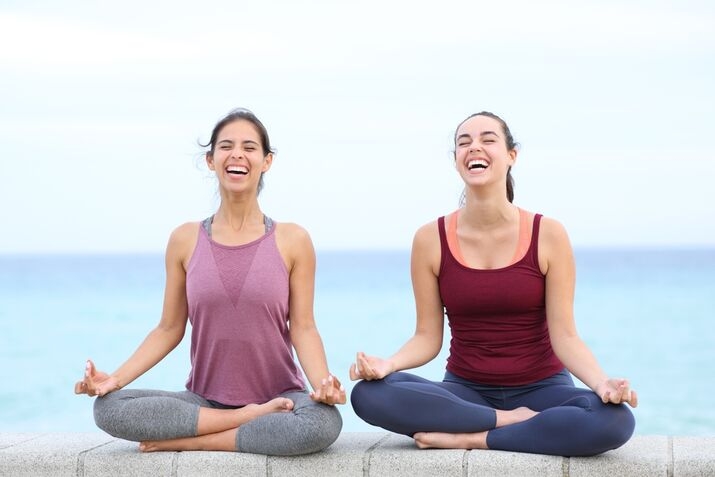 Women Practicing Laughter yoga Women Practicing Laughter yoga