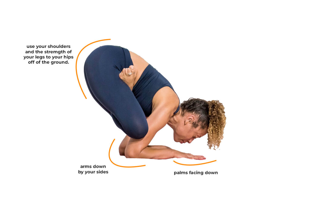 Karandavasana with Step-by-Step Instructions for Balance and Flexibility A woman in a navy blue workout outfit performing a challenging yoga pose
