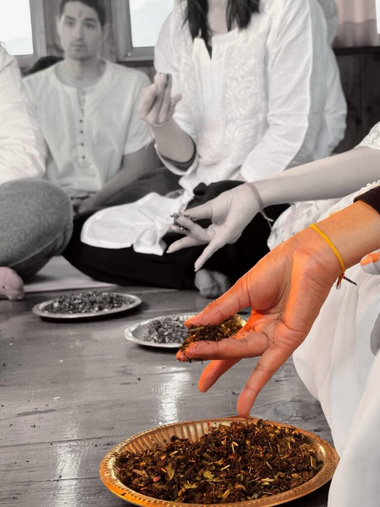 Students During Healing Mantra Yoga Session at Rishikul Yogshala Students During Healing Mantra Yoga Session at Rishikul Yogshala