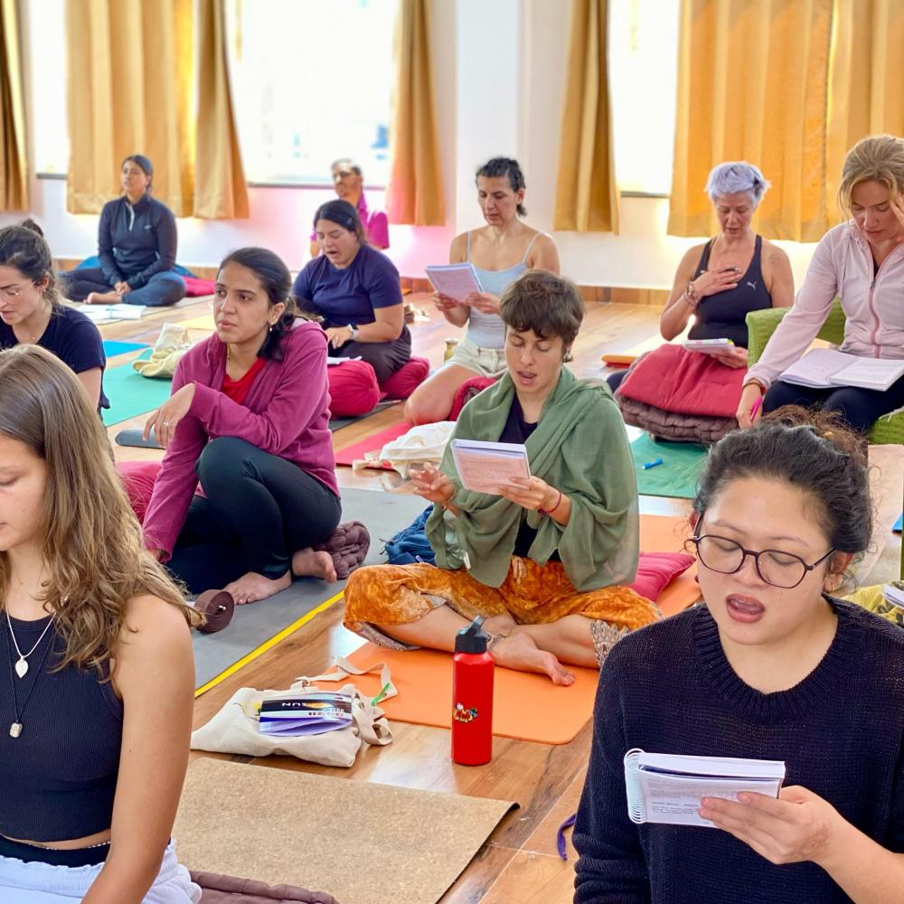 200 Hour Yoga Teacher Training Students Chanting Seed Mantras 200 Hour Yoga Teacher Training Students Chanting Seed Mantras