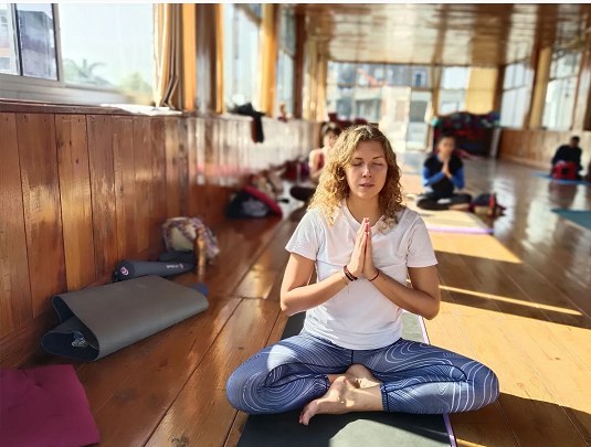 Student Performing Meditation at Rishikul Yogshala Rishikesh Student Performing Meditation at Rishikul Yogshala Rishikesh