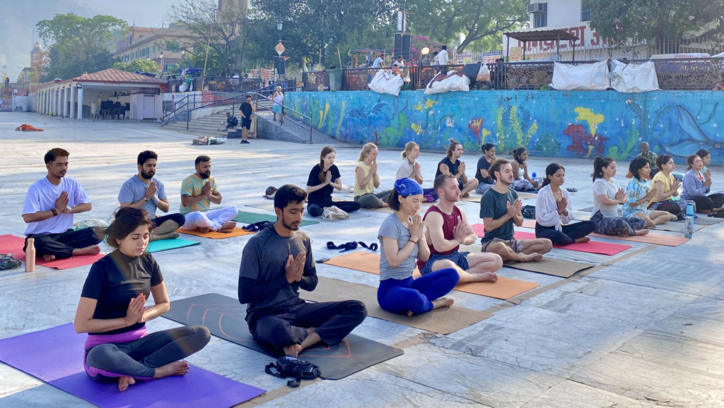 Group Practicing Mantras at Rishikul Yogshala Rishikesh Group Practicing Mantras at Rishikul Yogshala Rishikesh
