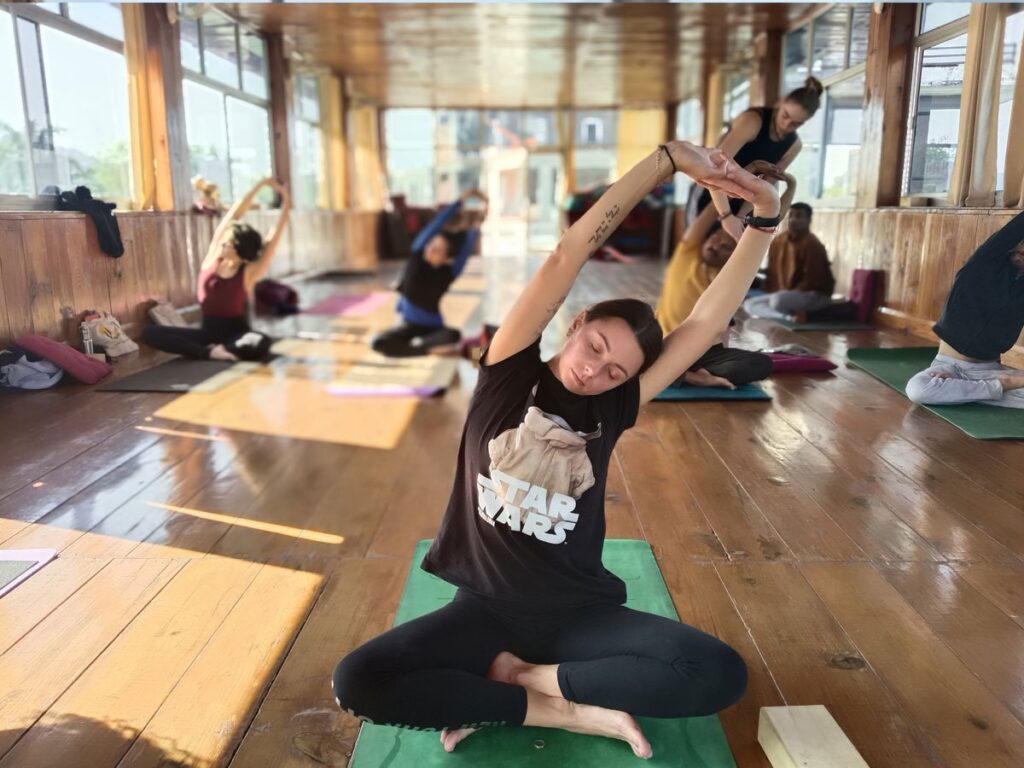 Student Practicing Yoga In Rishikul Yogshala Student Practicing Yoga In Rishikul Yogshala
