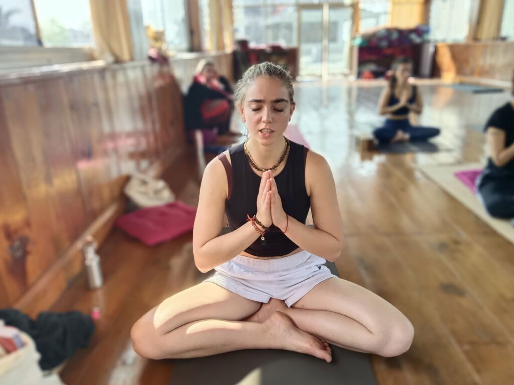 Women Practicing Meditation at Rishikul Yogshala Rishikesh Women Practicing Meditation at Rishikul Yogshala Rishikesh