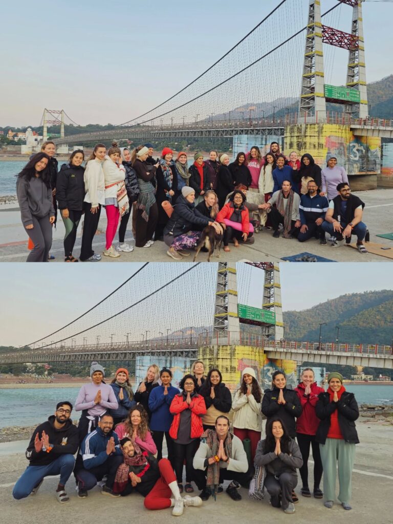 Group of yoga trainees on an outdoor excursion in Rishikesh during YTTC Group of yoga trainees on an outdoor excursion in Rishikesh during YTTC