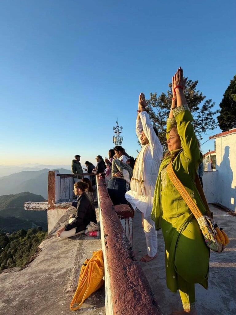 People Enjoying Sunrise at Kunjapuri Temple People Enjoying Sunrise at Kunjapuri Temple