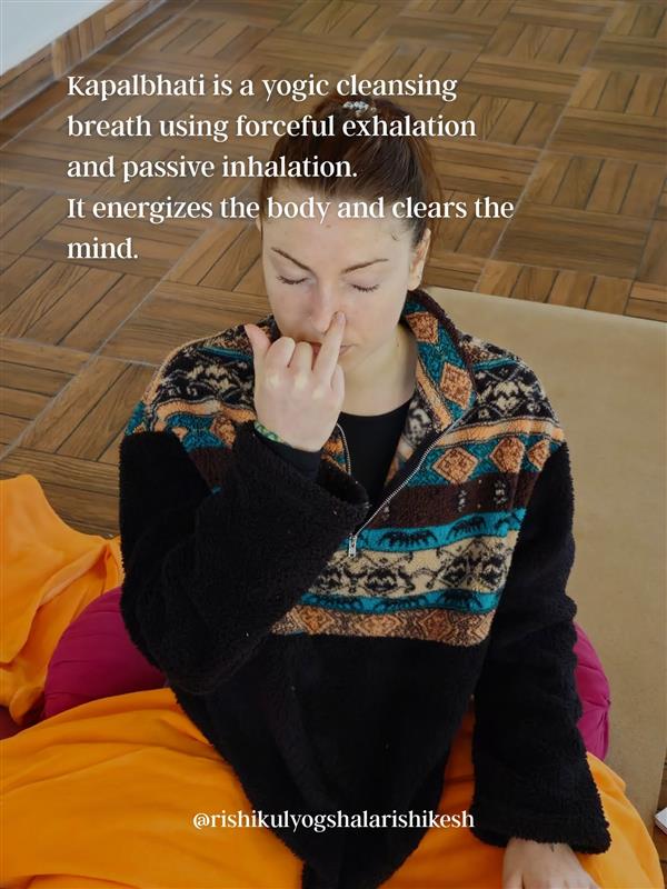 Woman Practising Kapalbhati Woman Practising Kapalbhati