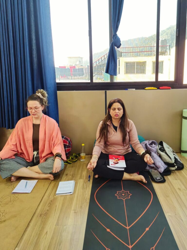 Student Practicing Dhyana During Yogic Management