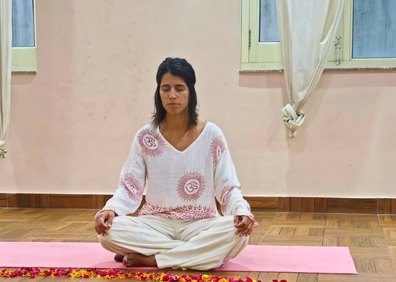 Student Performing Swastikasana