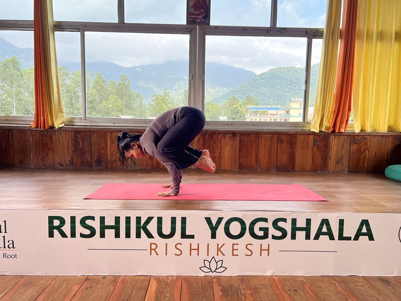 Student Performing Bakasana