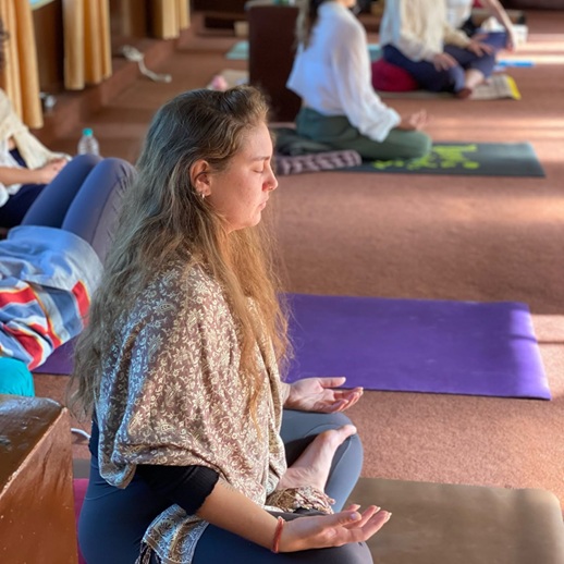 Student Practicing Bhastrika (Bellows Breath) During Yoga TTC