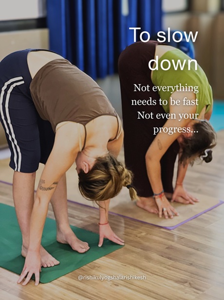 Women Practising Padahastasana at Rishikul Yogshala