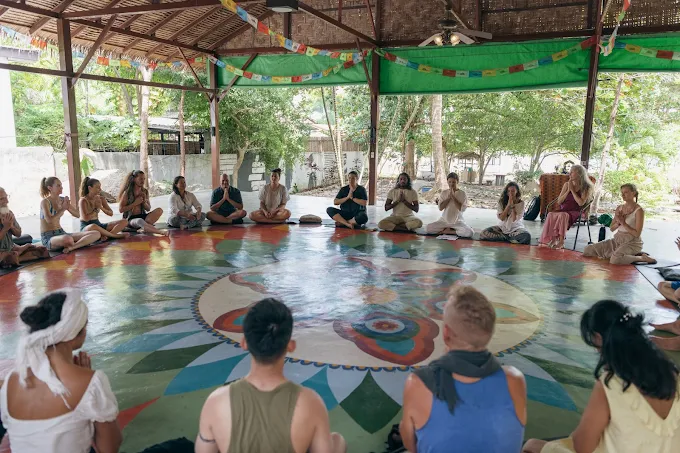 Student During Yoga Session at Samma Karuna 