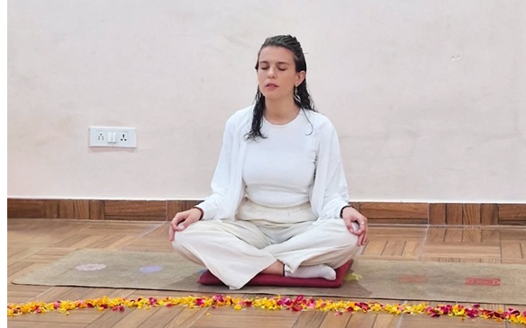 Student Performing Swastikasana