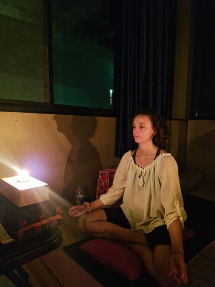 Student Practising Trataka at Rishikul Yogshala