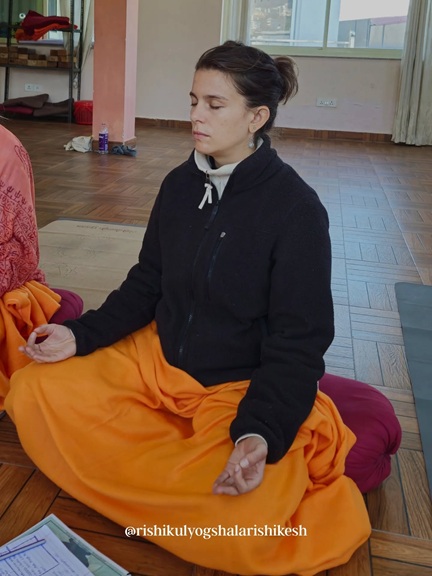 Student Practicing Ujjayi Pranayama (Victorious or Ocean Breath) During Yoga TTC