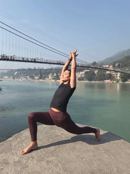 Student Performing Virabhadrasana I (Warrior Pose I)