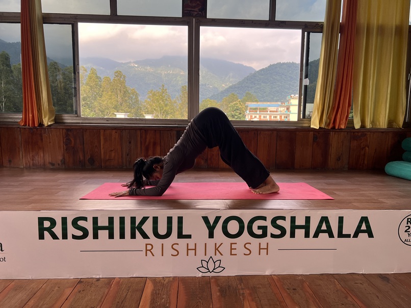 Student Performing Dolphin Pose