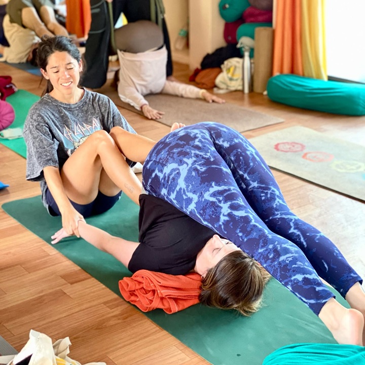 Student Performing Halasana (Plough Pose)