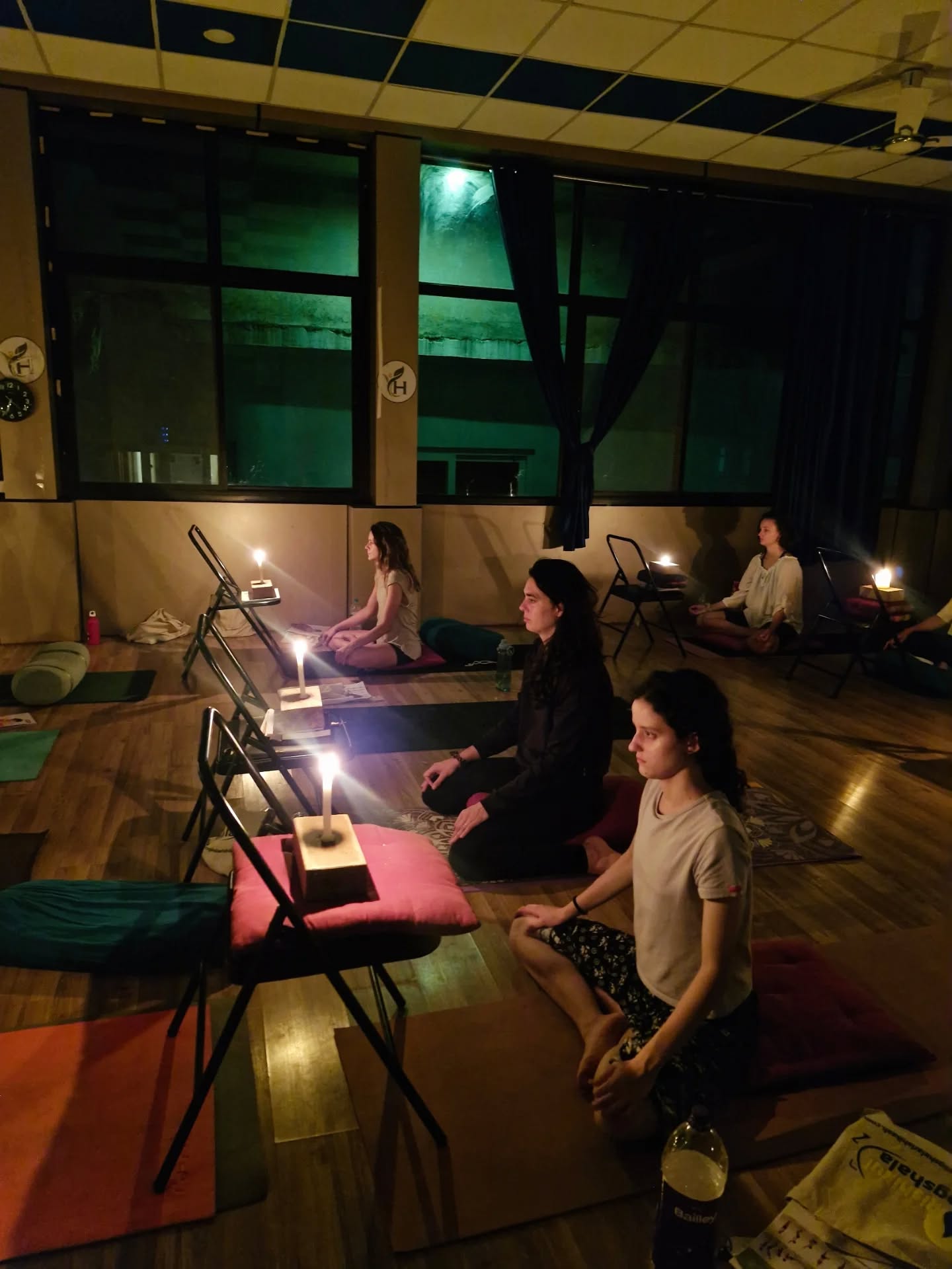 Students Practising Trataka Meditation at Rishikul Yogshala