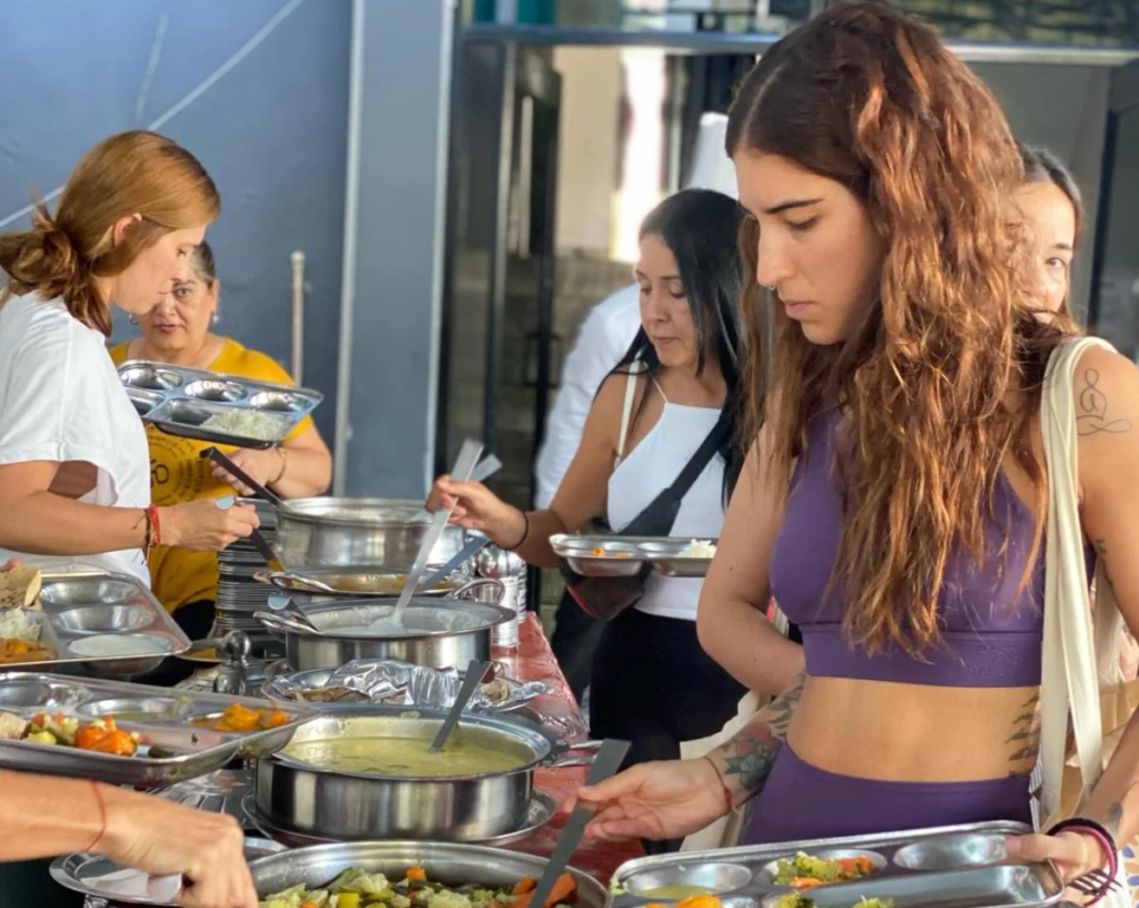 Students Enjoying Yogic Meal
