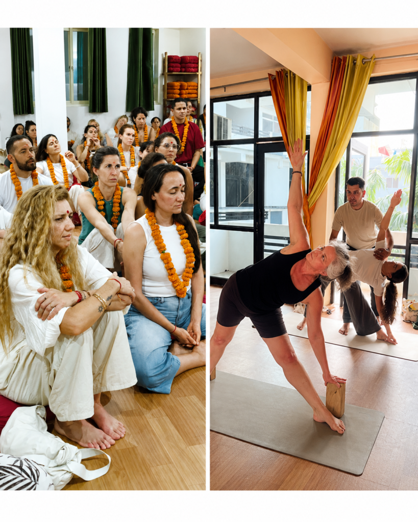 International Students: Everything You Need to Know About Yoga Teacher Training in India 2 International Students Practicing Yoga During Yoga TTC session at Rishikul Yogshala