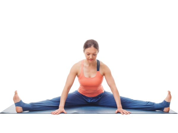 Studnet Trying to pose Upavistha Konasana