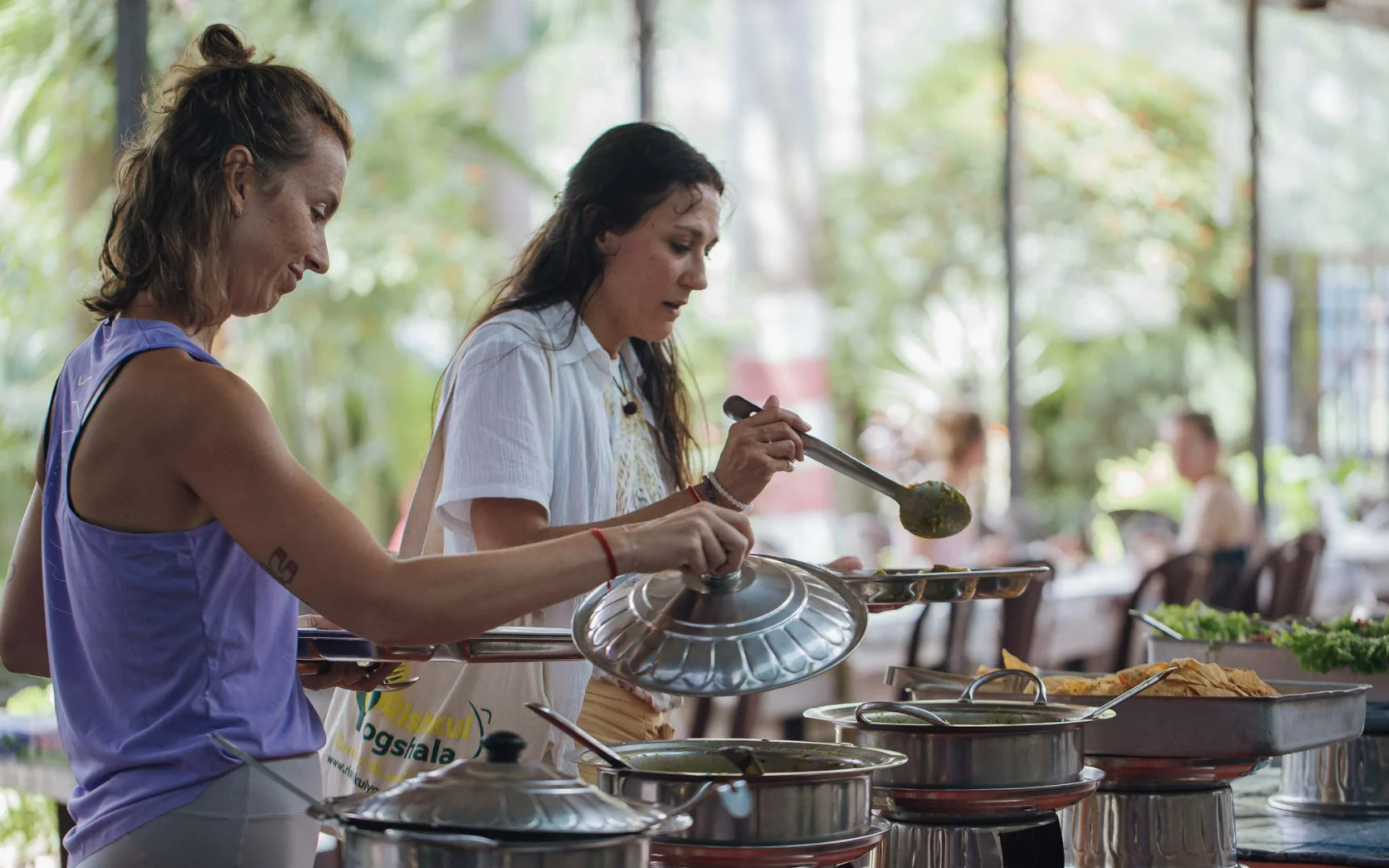 Yoga Student Having their meal at Rishikul Yogshala Rishikesh