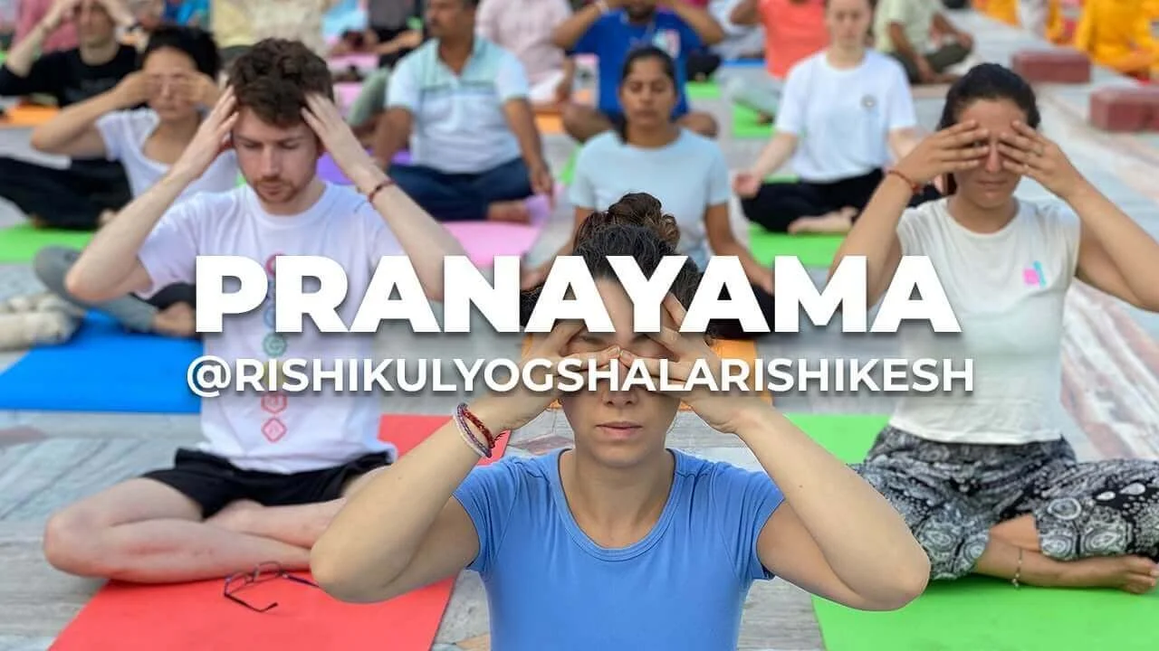 Pranayama breathing and mudras practice for yoga teacher training