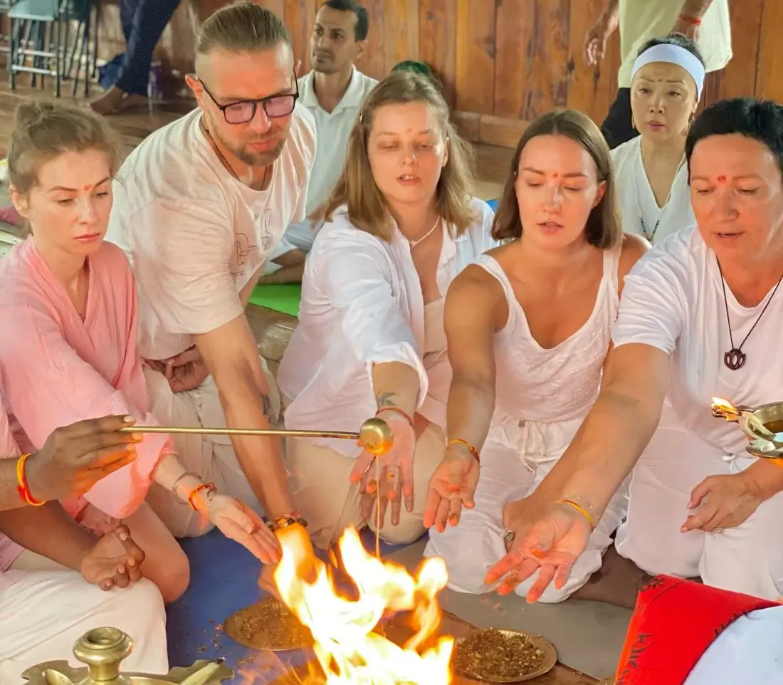 Opening ceremony of yoga teacher training in Rishikesh