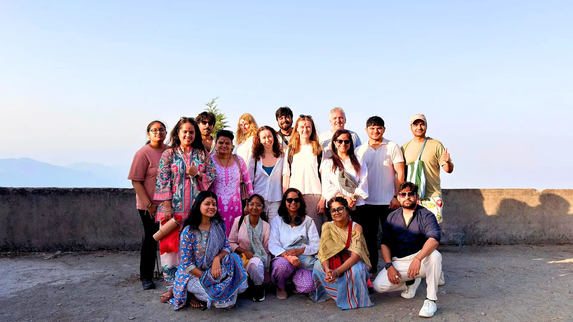 Yoga teacher training students on a Himalayan hilltop excursion near Rishikesh