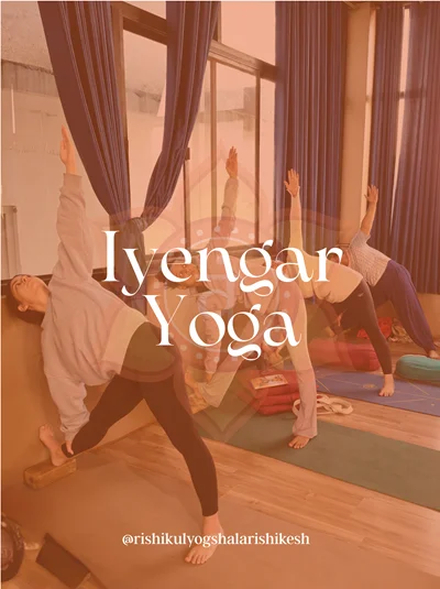 Student practicing Iyengar yoga during yoga TTC in Rishikesh