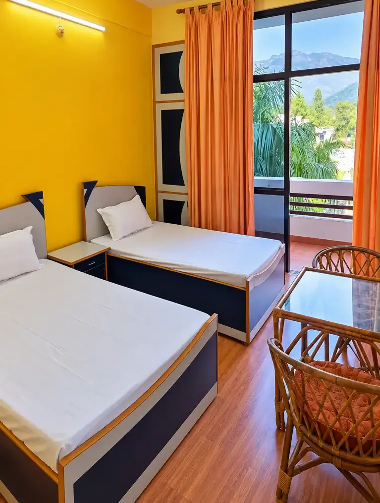 Twin sharing room at Rishikul Yogshala Rishikesh