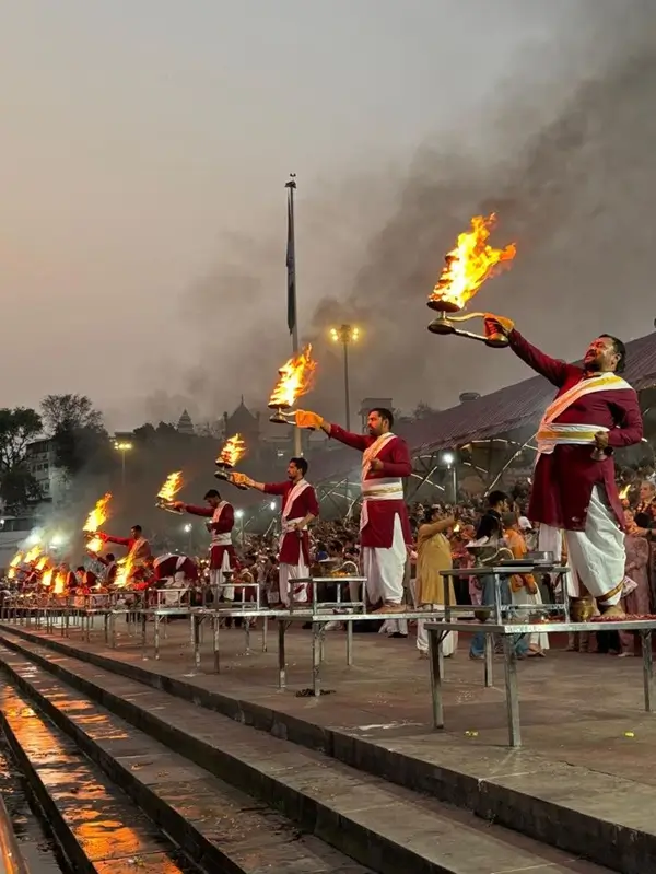Ganga Aarti Ceremony at Triveni Ghat in Rishikesh